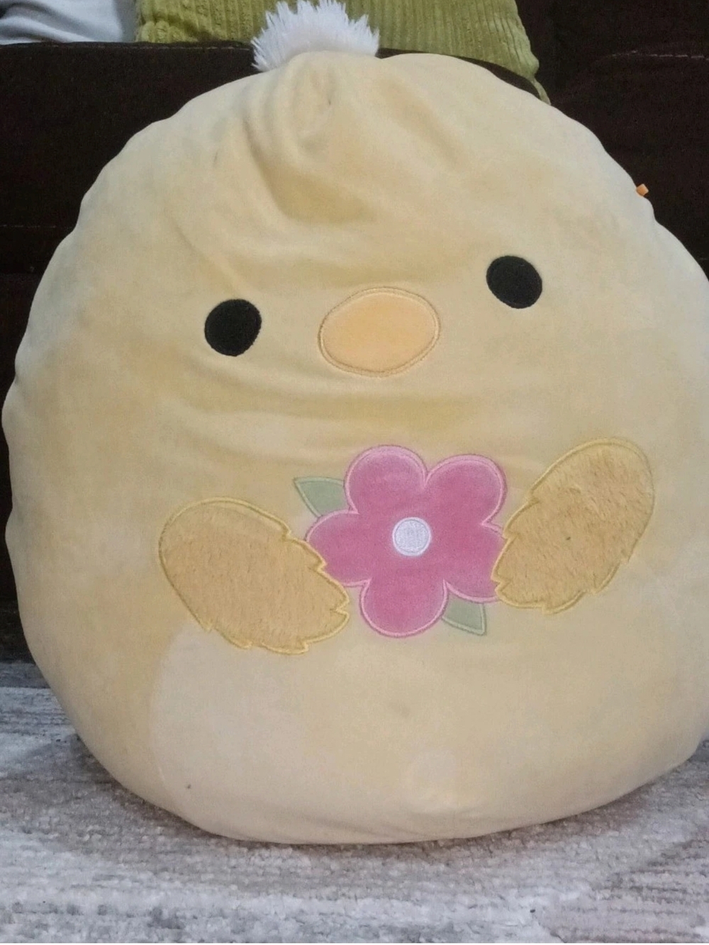 Cute Yellow Chick Plush with Pink Flower